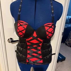 Red and Black Corset Top
